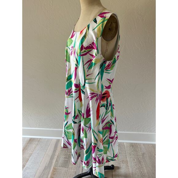 ROZ & ALI | Bird of Paradise Sleeveless Fit & Flare Dress Plus Size Women's 16W - Picture 1 of 12
